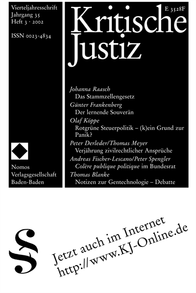 Cover of Volume: KJ Kritische Justiz Volume 35 (2002), Edition 3
