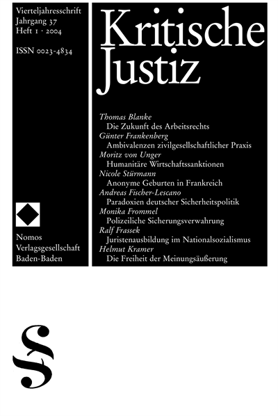 Cover der Ausgabe: KJ Kritische Justiz Jahrgang 37 (2004), Heft 1