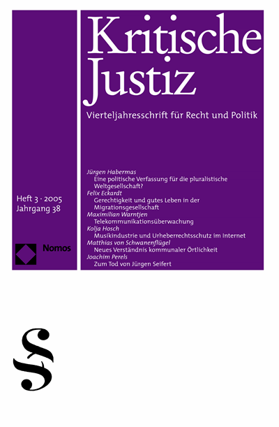 Cover der Ausgabe: KJ Kritische Justiz Jahrgang 38 (2005), Heft 3
