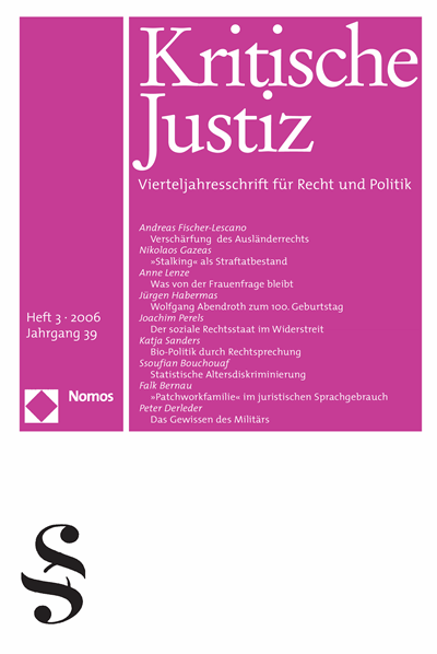 Cover der Ausgabe: KJ Kritische Justiz Jahrgang 39 (2006), Heft 3