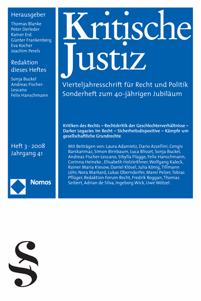 Cover der Ausgabe: KJ Kritische Justiz Jahrgang 41 (2008), Heft 3