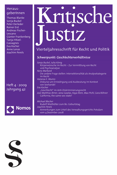 Cover der Ausgabe: KJ Kritische Justiz Jahrgang 42 (2009), Heft 4
