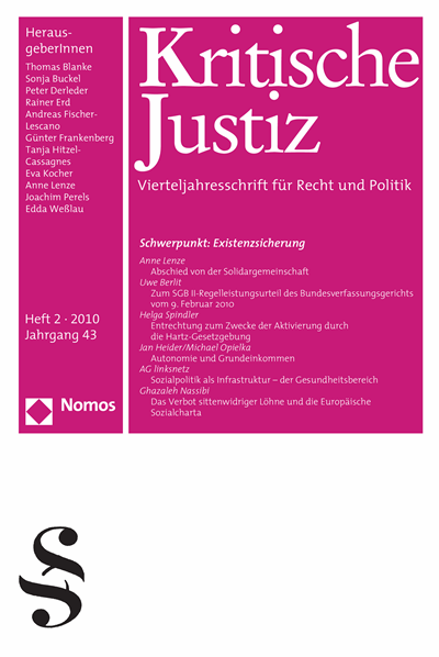 Cover der Ausgabe: KJ Kritische Justiz Jahrgang 43 (2010), Heft 2
