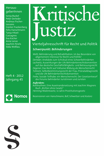 Cover der Ausgabe: KJ Kritische Justiz Jahrgang 45 (2012), Heft 4