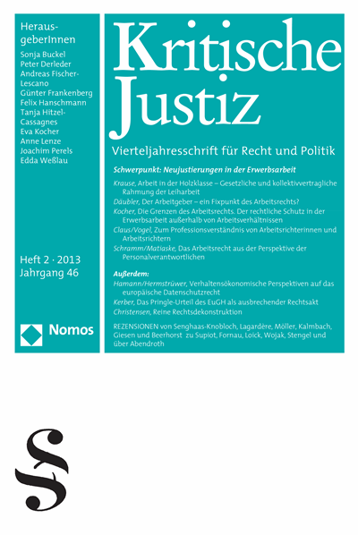 Cover der Ausgabe: KJ Kritische Justiz Jahrgang 46 (2013), Heft 2