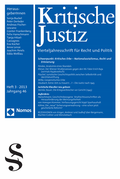Cover der Ausgabe: KJ Kritische Justiz Jahrgang 46 (2013), Heft 3