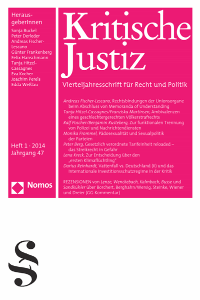 Cover der Ausgabe: KJ Kritische Justiz Jahrgang 47 (2014), Heft 1