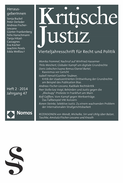 Cover der Ausgabe: KJ Kritische Justiz Jahrgang 47 (2014), Heft 2