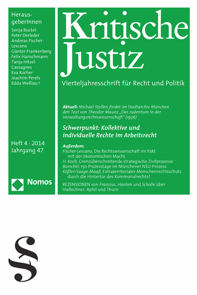Cover der Ausgabe: KJ Kritische Justiz Jahrgang 47 (2014), Heft 4