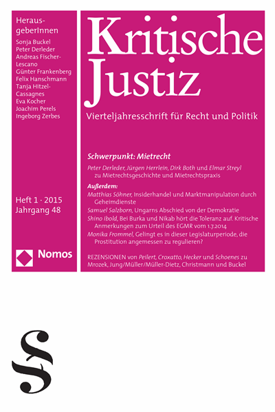 Cover der Ausgabe: KJ Kritische Justiz Jahrgang 48 (2015), Heft 1
