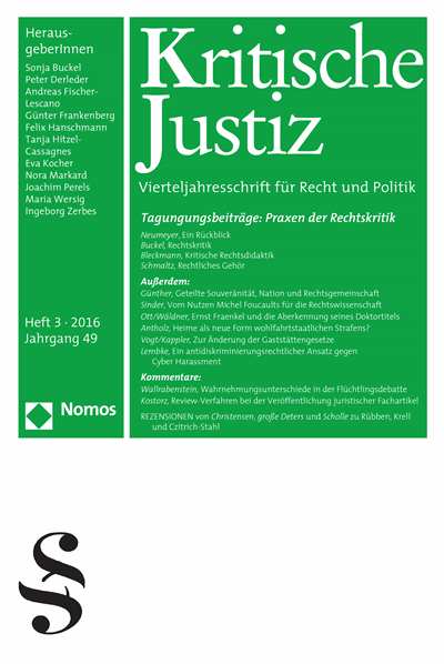 Cover der Ausgabe: KJ Kritische Justiz Jahrgang 49 (2016), Heft 3