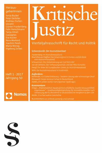 Cover der Ausgabe: KJ Kritische Justiz Jahrgang 50 (2017), Heft 1