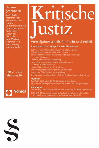 Cover der Ausgabe: KJ Kritische Justiz Jahrgang 50 (2017), Heft 2