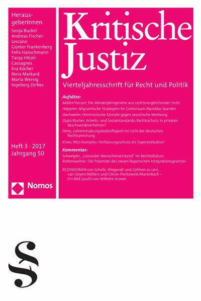 Cover der Ausgabe: KJ Kritische Justiz Jahrgang 50 (2017), Heft 3