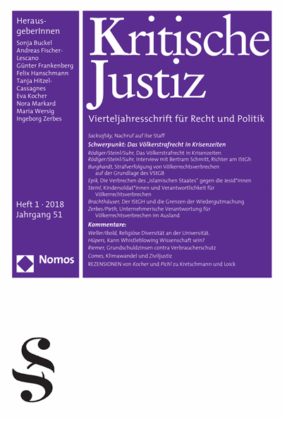 Cover of Volume: KJ Kritische Justiz Volume 51 (2018), Edition 1