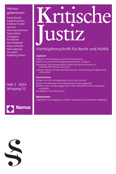 Cover of Volume: KJ Kritische Justiz Volume 52 (2019), Edition 2