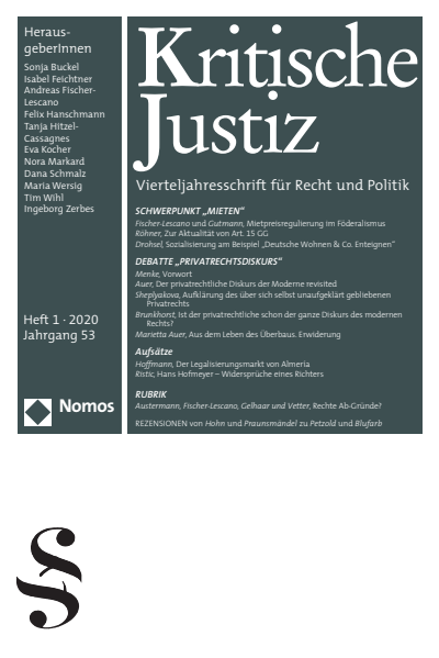 Cover der Ausgabe: KJ Kritische Justiz Jahrgang 53 (2020), Heft 1