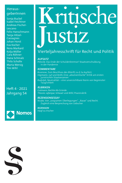 Cover der Ausgabe: KJ Kritische Justiz Jahrgang 54 (2021), Heft 4