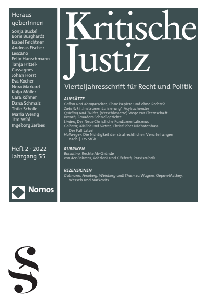 Cover der Ausgabe: KJ Kritische Justiz Jahrgang 55 (2022), Heft 2