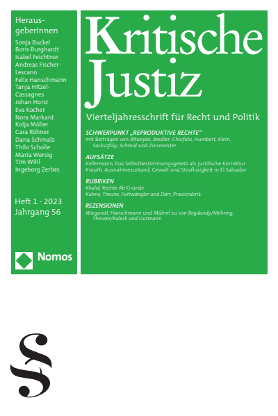 Cover der Ausgabe: KJ Kritische Justiz Jahrgang 56 (2023), Heft 1