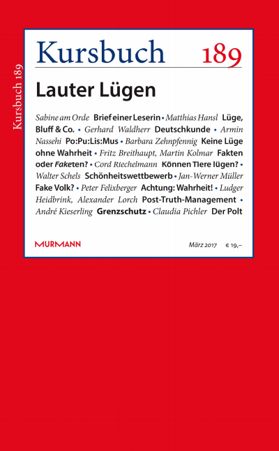 Cover der Ausgabe: Kursbuch Jahrgang 53 (2017), Heft 189