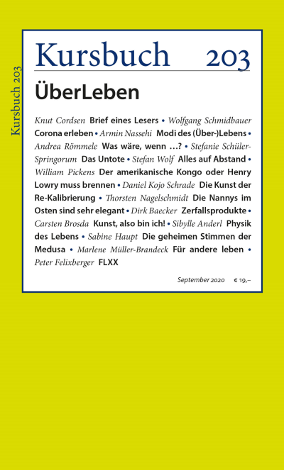 Cover der Ausgabe: Kursbuch Jahrgang 56 (2020), Heft 203