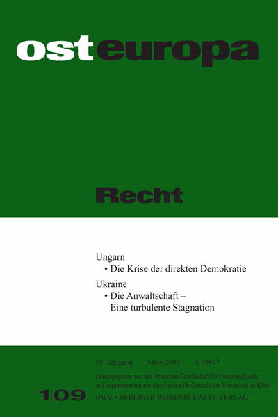 Cover der Ausgabe: OER Osteuropa Recht Jahrgang 55 (2009), Heft 1