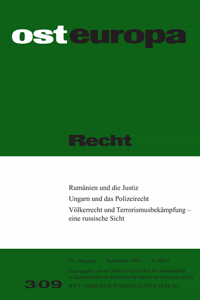 Cover der Ausgabe: OER Osteuropa Recht Jahrgang 55 (2009), Heft 3