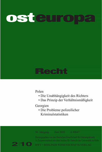 Cover der Ausgabe: OER Osteuropa Recht Jahrgang 56 (2010), Heft 2