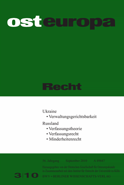 Cover der Ausgabe: OER Osteuropa Recht Jahrgang 56 (2010), Heft 3