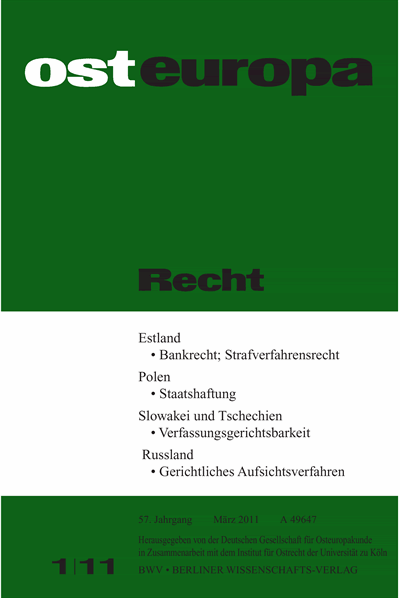 Cover der Ausgabe: OER Osteuropa Recht Jahrgang 57 (2011), Heft 1