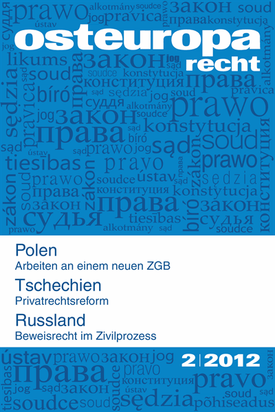 Cover der Ausgabe: OER Osteuropa Recht Jahrgang 58 (2012), Heft 2