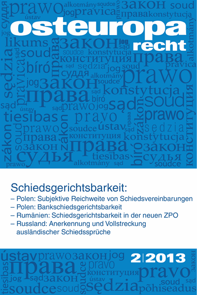 Cover der Ausgabe: OER Osteuropa Recht Jahrgang 59 (2013), Heft 2