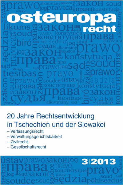 Cover der Ausgabe: OER Osteuropa Recht Jahrgang 59 (2013), Heft 3