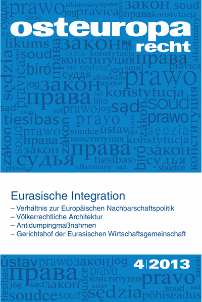 Cover der Ausgabe: OER Osteuropa Recht Jahrgang 59 (2013), Heft 4