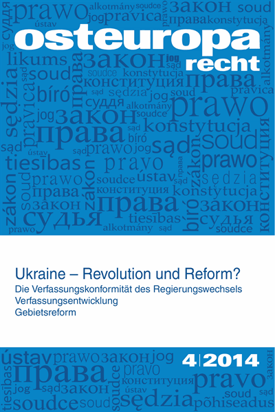 Cover der Ausgabe: OER Osteuropa Recht Jahrgang 60 (2014), Heft 4