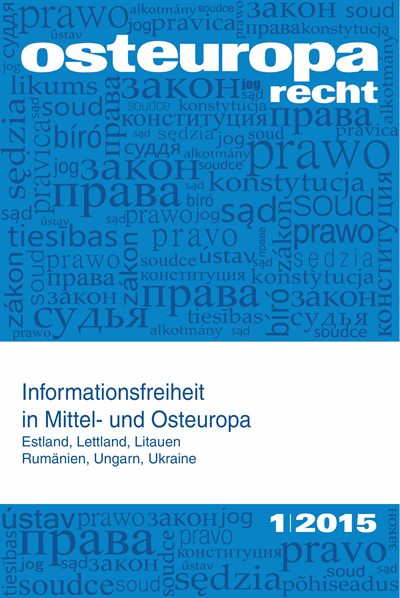 Cover der Ausgabe: OER Osteuropa Recht Jahrgang 61 (2015), Heft 1