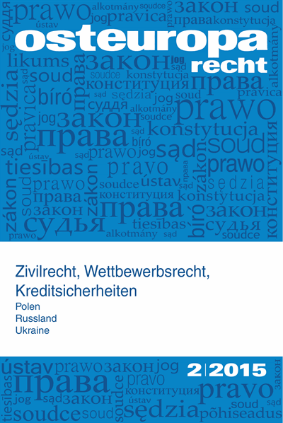 Cover der Ausgabe: OER Osteuropa Recht Jahrgang 61 (2015), Heft 2