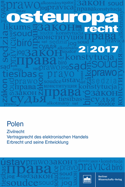 Cover der Ausgabe: OER Osteuropa Recht Jahrgang 63 (2017), Heft 2