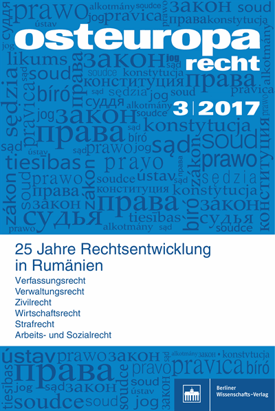Cover der Ausgabe: OER Osteuropa Recht Jahrgang 63 (2017), Heft 3