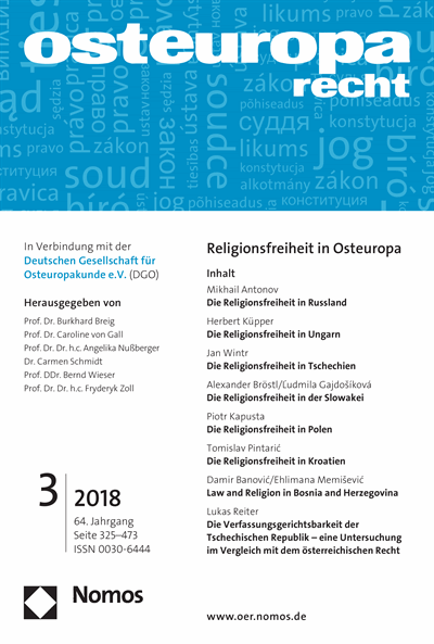 Cover der Ausgabe: OER Osteuropa Recht Jahrgang 64 (2018), Heft 3