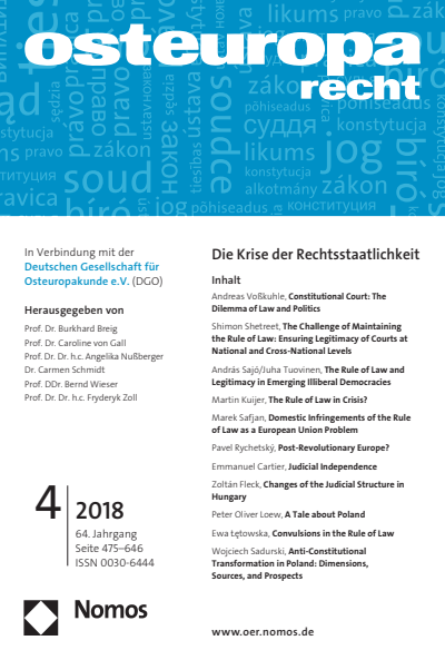 Cover der Ausgabe: OER Osteuropa Recht Jahrgang 64 (2018), Heft 4