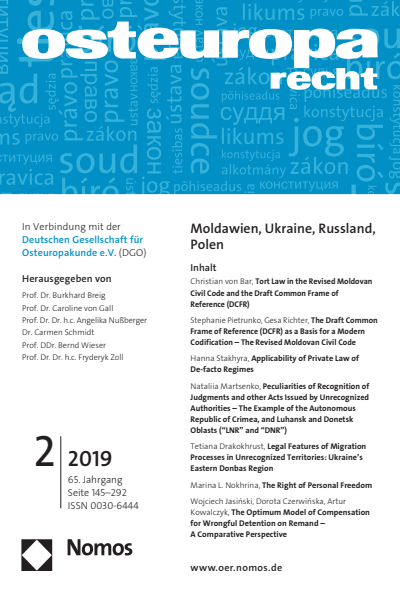 Cover der Ausgabe: OER Osteuropa Recht Jahrgang 65 (2019), Heft 2
