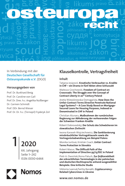 Cover der Ausgabe: OER Osteuropa Recht Jahrgang 66 (2020), Heft 1