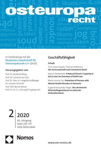 Cover der Ausgabe: OER Osteuropa Recht Jahrgang 66 (2020), Heft 2