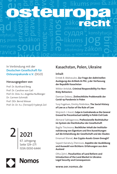 Cover der Ausgabe: OER Osteuropa Recht Jahrgang 67 (2021), Heft 2