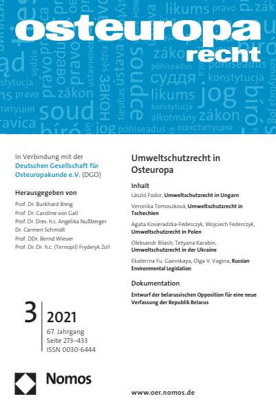 Cover der Ausgabe: OER Osteuropa Recht Jahrgang 67 (2021), Heft 3