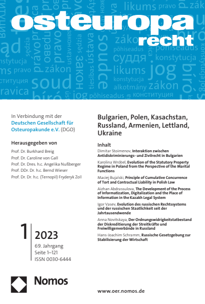 Cover der Ausgabe: OER Osteuropa Recht Jahrgang 69 (2023), Heft 1