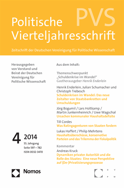 Cover der Ausgabe: PVS Politische Vierteljahresschrift Jahrgang 55 (2014), Heft 4
