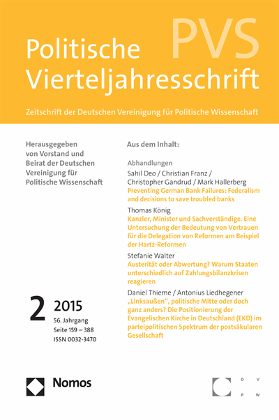 Cover der Ausgabe: PVS Politische Vierteljahresschrift Jahrgang 56 (2015), Heft 2